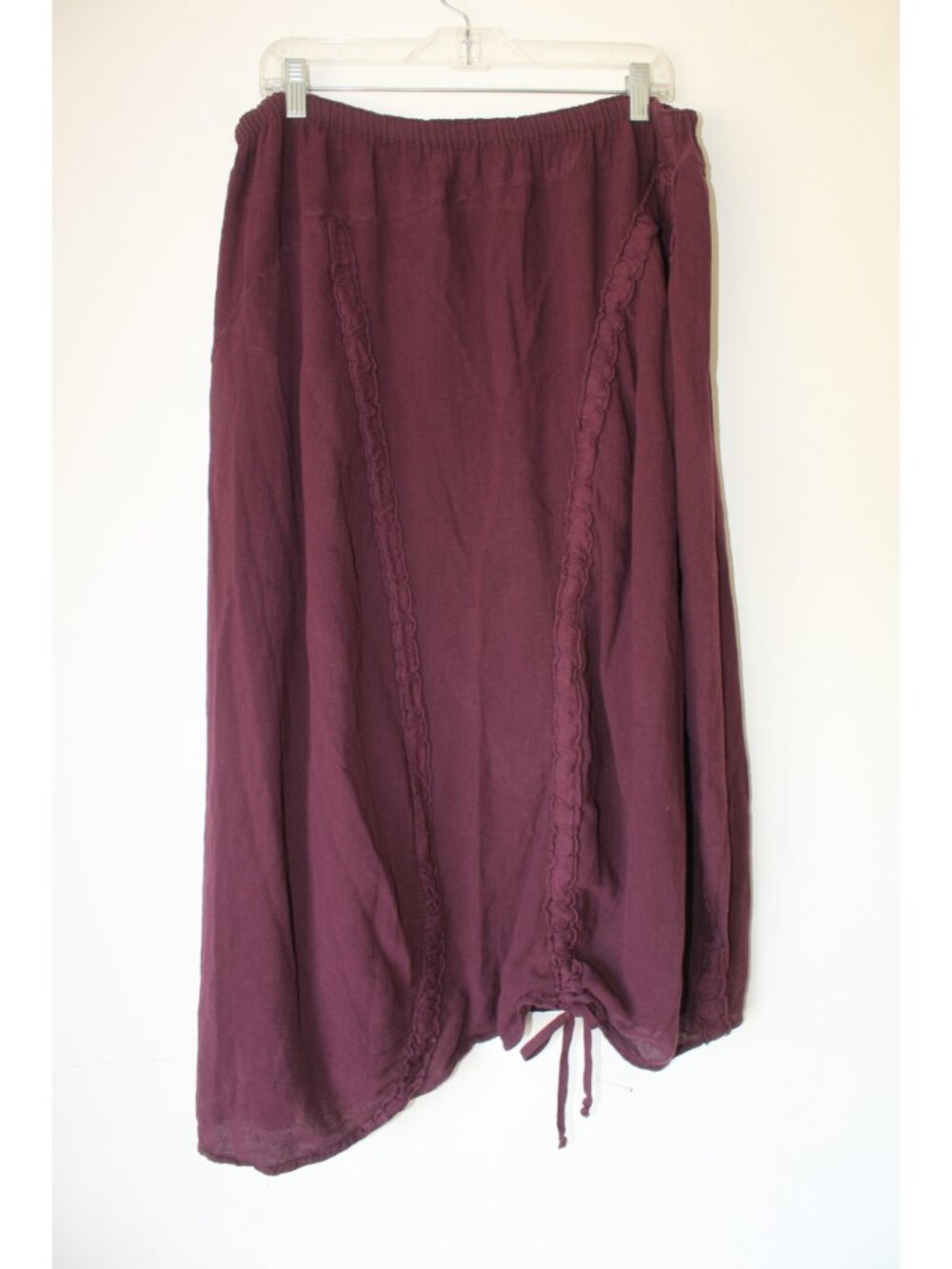 Oh My Gauze asymmetrical Midi skirt Size 2/L-XL Cotton Burgundy Lagenlook Boho